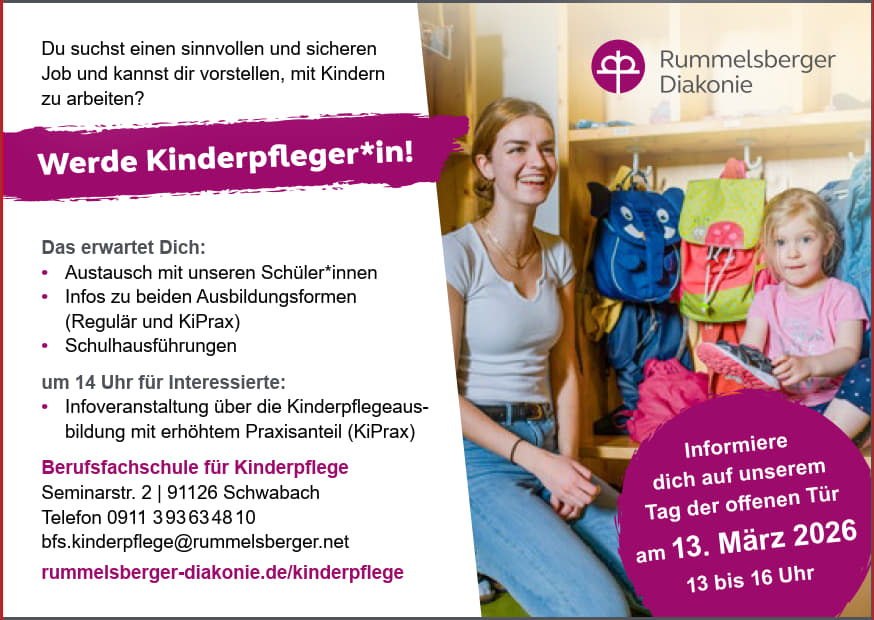 Tag der offenen Tür Berufsfachschule für Kinderpflege Schwabach