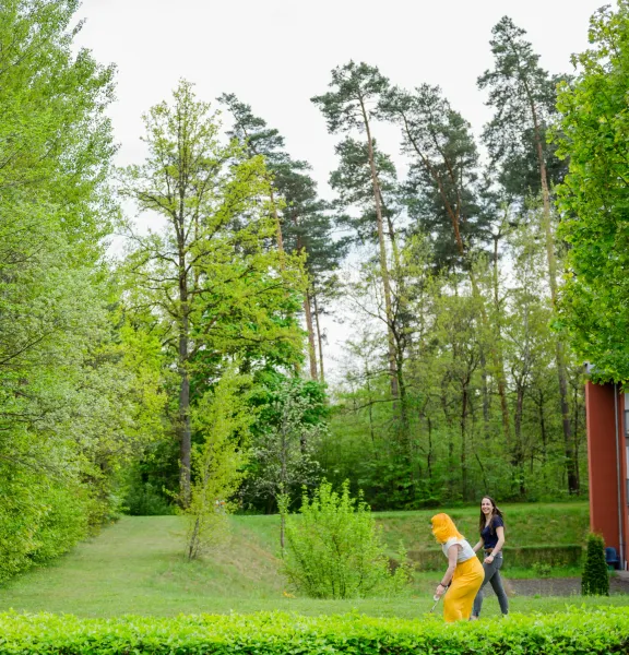 Vier Menschen im Grünen