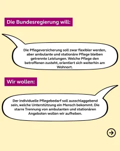Pflegereform - ambulante und stationäre Pflege: Vergleich was will die Regierung und was wollen wir