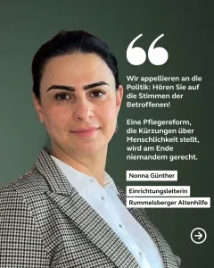 Zitat Nonna Günther: "Wir appellieren an die Politik: Hören Sie auf die Betroffenen!"