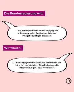 Pflegegrefom Pflegegrade - Vergleich was will die Regierung und was wollen wir