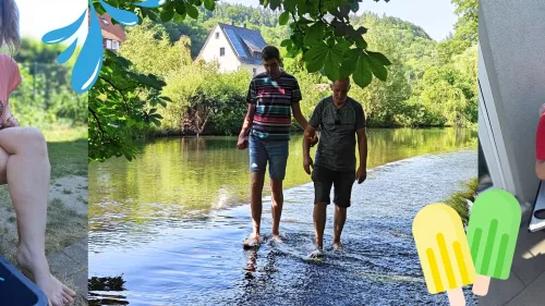 Menschen kühlen sich ab