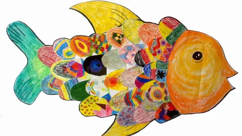 Der Regenbogenfisch steht als Symbol für die Vielfalt der Künstler*innen und für den Zusammenhalt durch Kreativität.