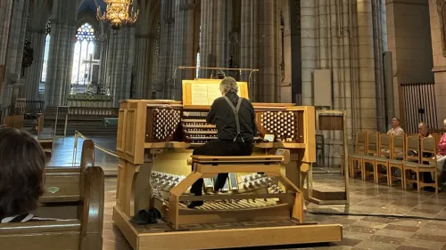 Ein besonderer Moment: Dr. Thomas Greif, Organist aus Rummelsberg, spielte in der Domkyrka von Uppsala. 